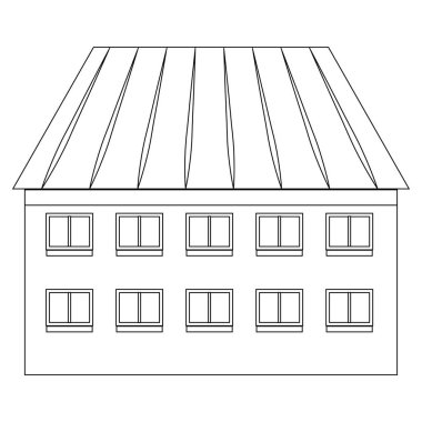 Ev binası ikonu. Web için kabin vektör simgelerinin özet çizimi