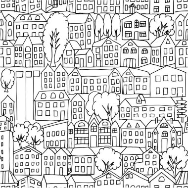 Evlerde kusursuz desen, vektör illüstrasyonu