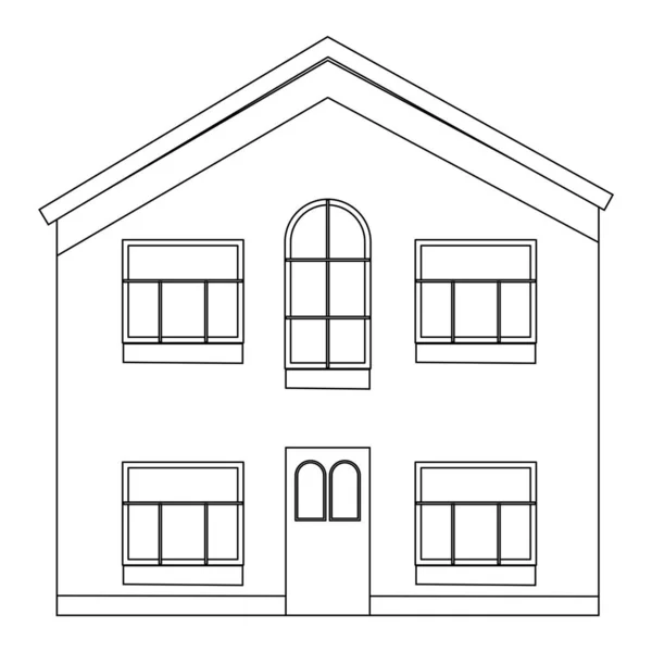 House Building Icon Outline Illustration Facade Residential Vector Icons Web — Διανυσματικό Αρχείο