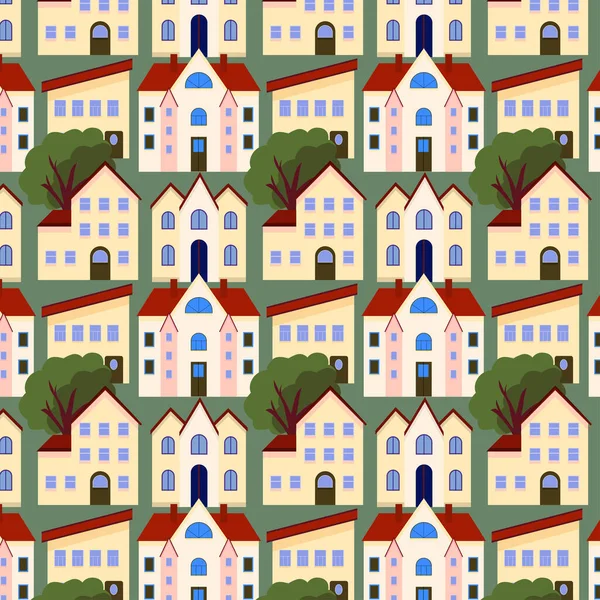 Vector Illustration Colorful Houses Pattern Background — Vector de stock