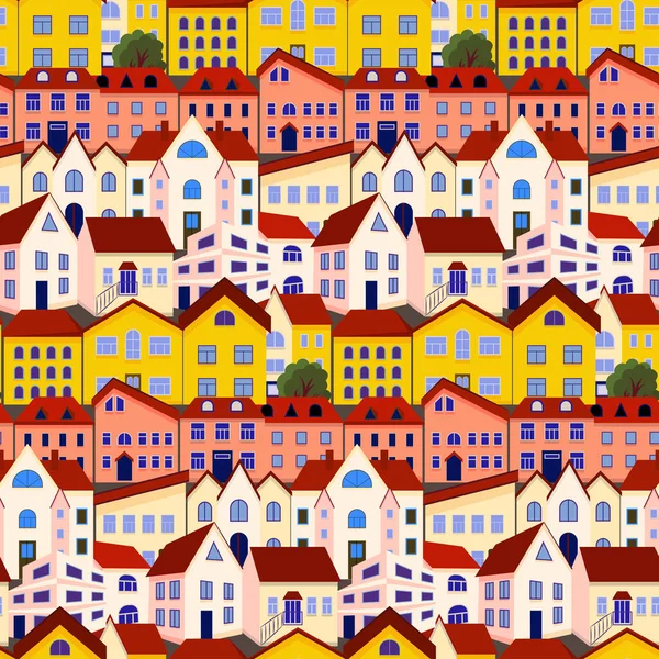 Colorful Houses City Vector Illustration — Vector de stock