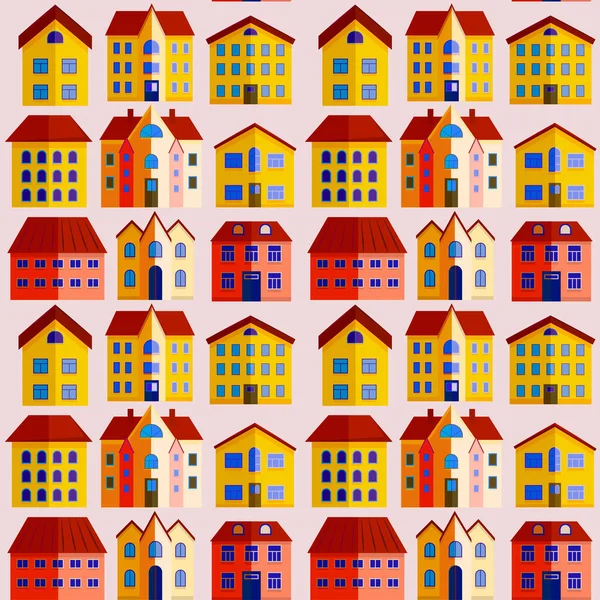 Colorful Houses Pattern Vector Illustration — Vector de stock