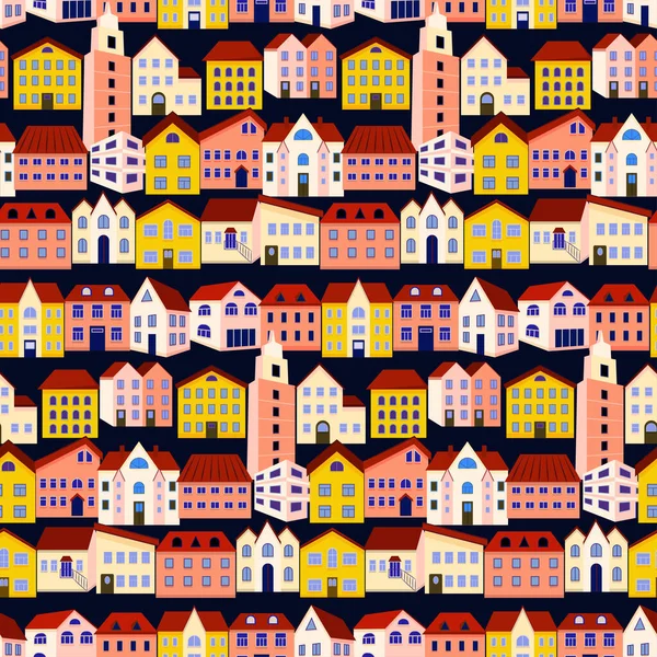 Colorful Houses Many Different Sizes Shapes — Vector de stock