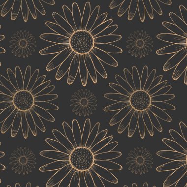 Vector ornament chamomile flowers. For print and web.