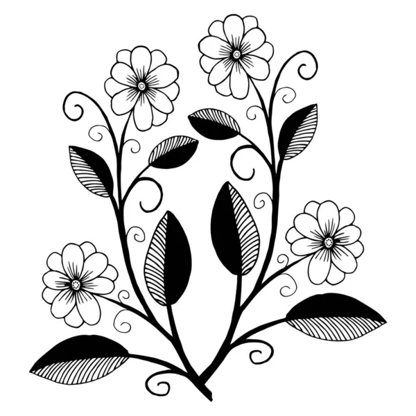 Plant Leaves Flowers Vector Simple Drawing Printing Natural Ornament Plants — Wektor stockowy