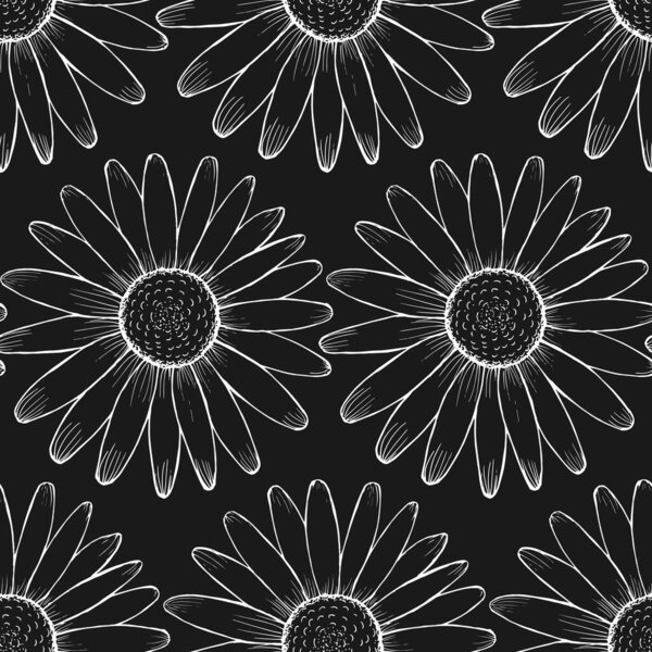 Vector ornament chamomile flowers. For print and web.