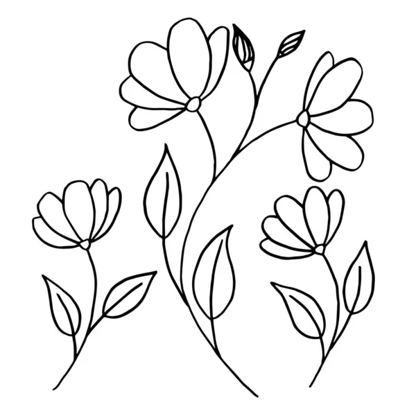 Вектор Простий Малюнок Рослини Рослина Прикраси Векторна Проста Квітка Малювання — стоковий вектор