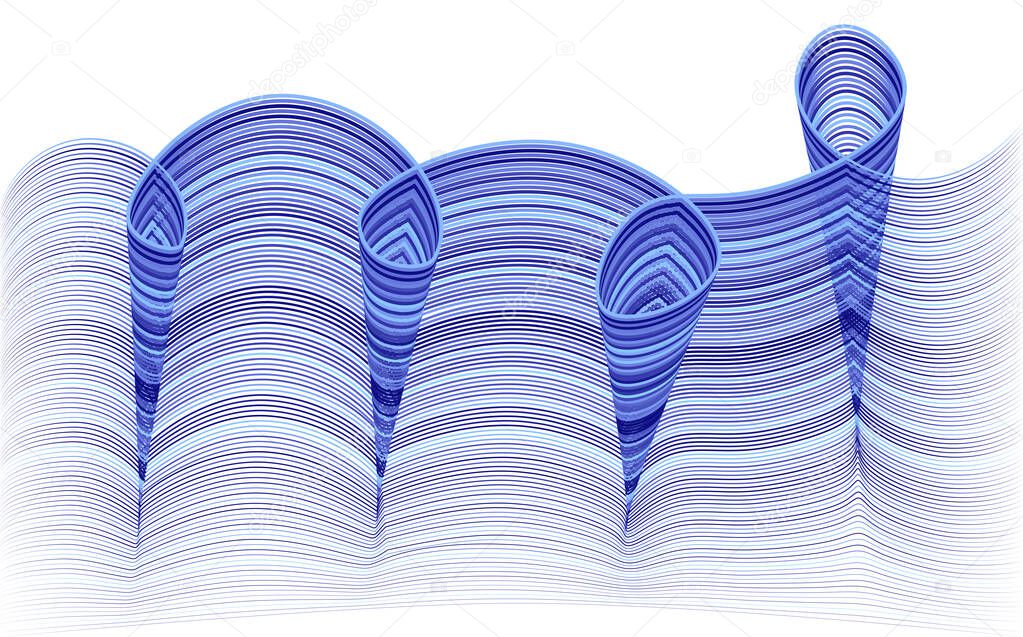 Vector background from blue lines. Composition of dynamic lines. Vector illustration. For print and web.