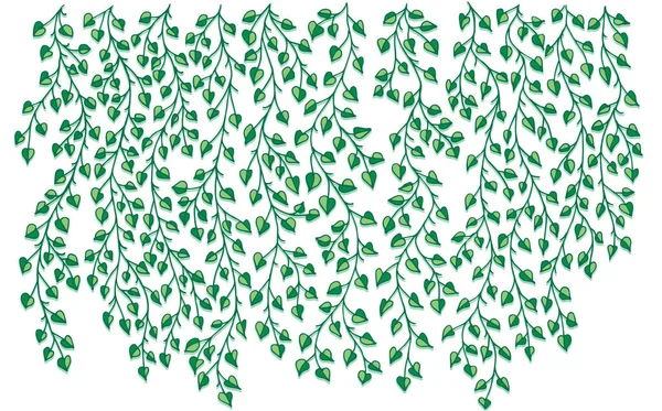 Beyaz Arka Planda Yeşil Yapraklar Var Vektör Illüstrasyonu — Stok Vektör