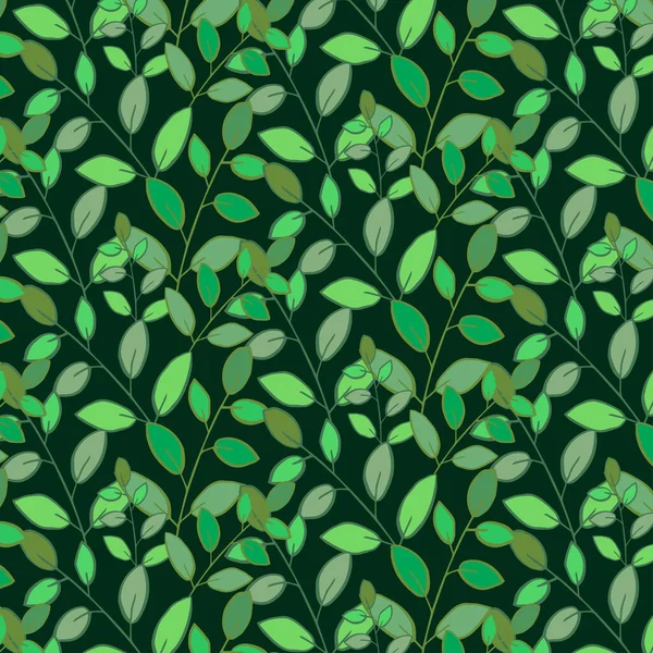 Yeşil yapraklı kusursuz desen. vektör illüstrasyonu