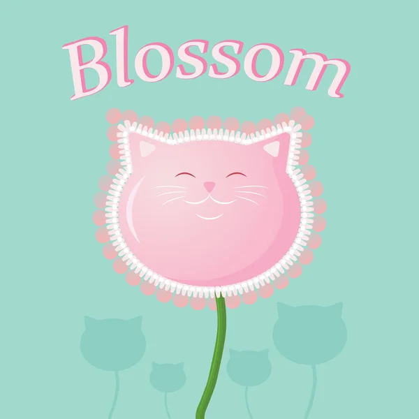 Şirin kedi çiçeği. Lanet kedi. Blossom yazıtları. Yazdırma ve kartpostallar için.