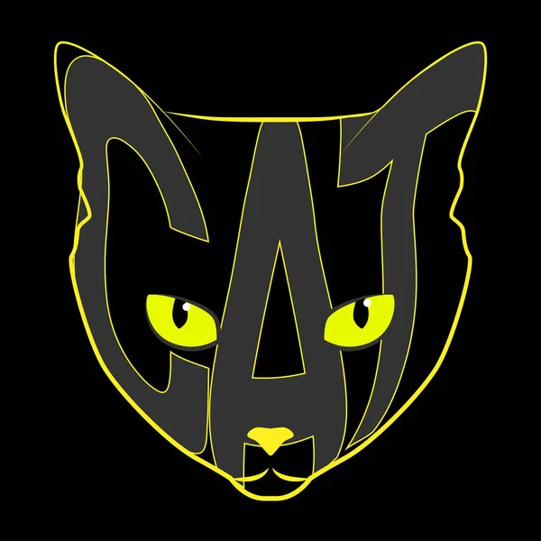 Λογότυπο Διανύσματος Γάτας Επιγραφή Της Λέξης Γάτα Γραμμές Γάτας Μαύρο — Διανυσματικό Αρχείο