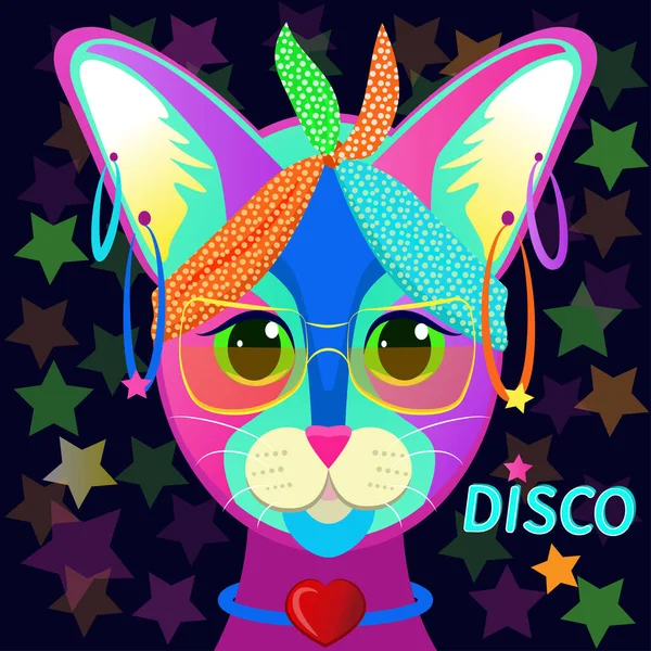 Vector Disco Gato Estilo Moda — Archivo Imágenes Vectoriales