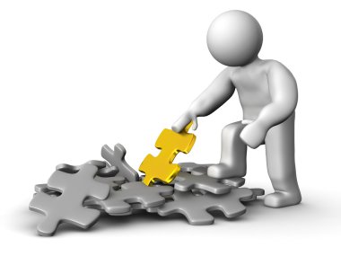 3D adam altın parçası bulur