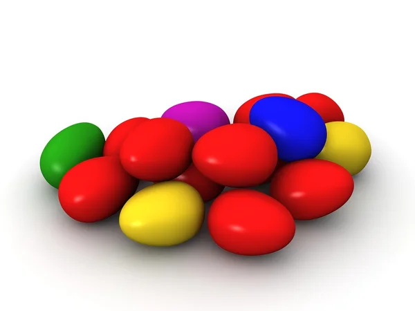Uova di Pasqua 3D Colori multipli — Foto Stock