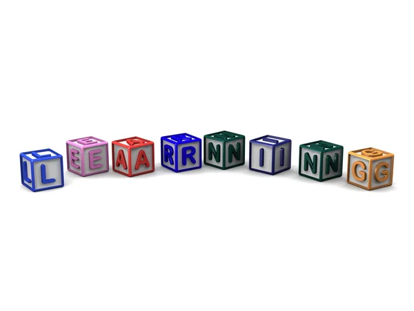 Carta Cubos Ortografia Aprendizagem — Fotografia de Stock