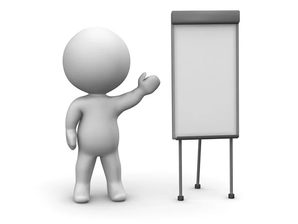 3D man whiteboard presentatie — Stockfoto