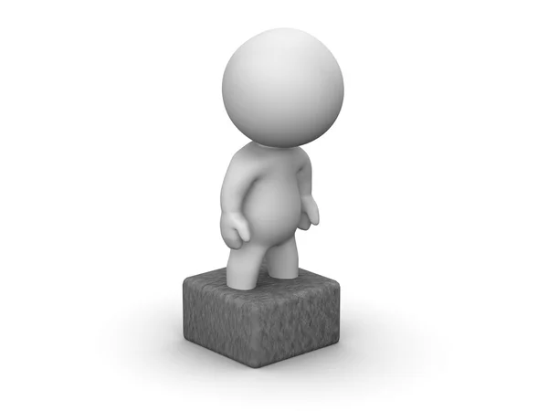 3D adam beton blok içinde sıkışmış