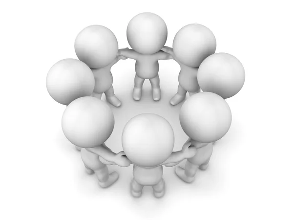 3D Men holding hands in circle teamwork concept — Stock Photo, Image