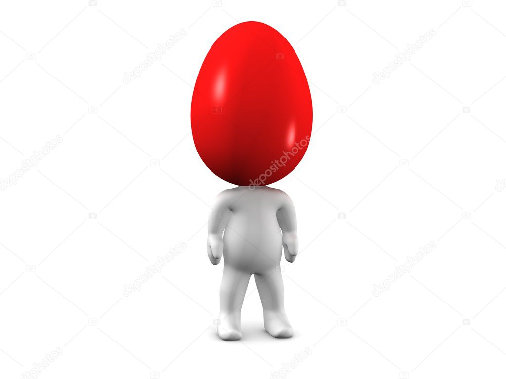 3D Man with Colored Easter Egg head