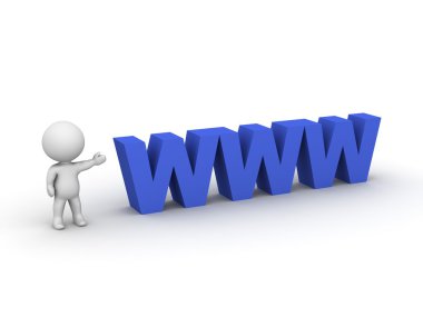 world wide web metin gösterilen 3d adam