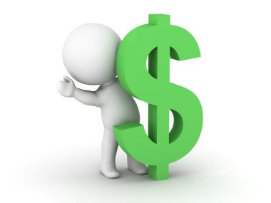 dolar işareti sallayarak 3d adam