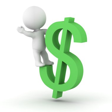 3D adam sürme dolar simgesi