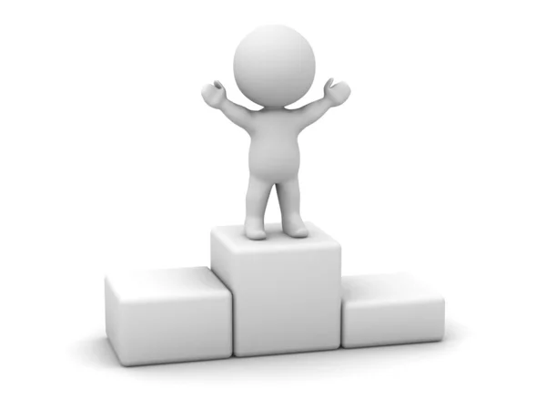 3D Man Standing on Top of Podium — Stock Photo, Image