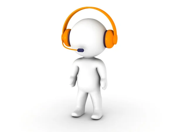 3D Man With Headset Call Center Support — Stock Photo, Image