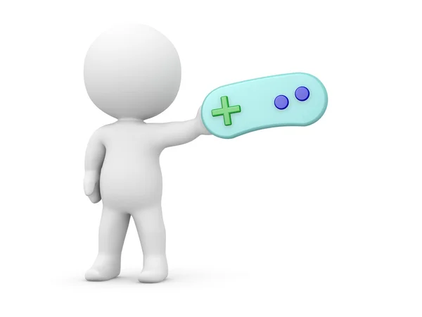 3D Man Holding Gamepad — Stock Photo, Image