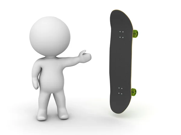 3D-man weergegeven: skateboard — Stockfoto