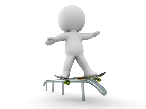 3D Mann Schiene Schleifen Skateboarder — Stockfoto