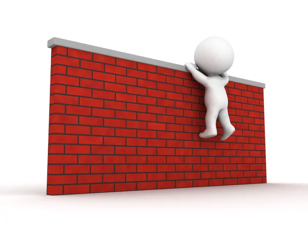 3D Man cerca di scalare la parete — Foto Stock