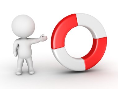 3D karakter gösteren Emanet şamandıra yardım kavramı