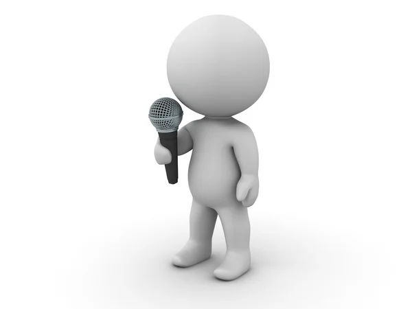 3D Man with Microphone — Stock Photo, Image