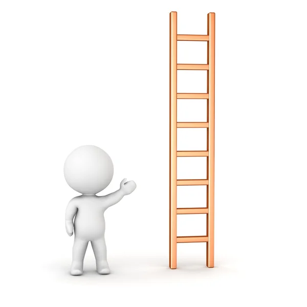 3D Man Showing Ladder — Stock Photo, Image