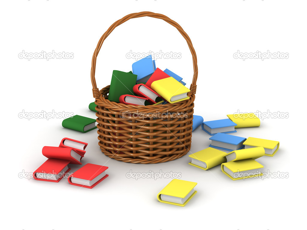 3D Wicker Basket with Books
