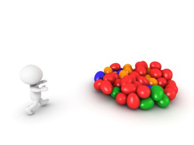 bir Paskalya yumurta almak için 3d karakter çalışması