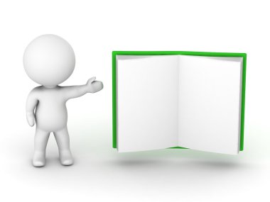 3d karakter gösteren açık bir kitap