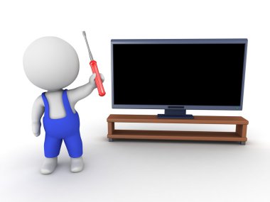 3D Character repairman and HDTV