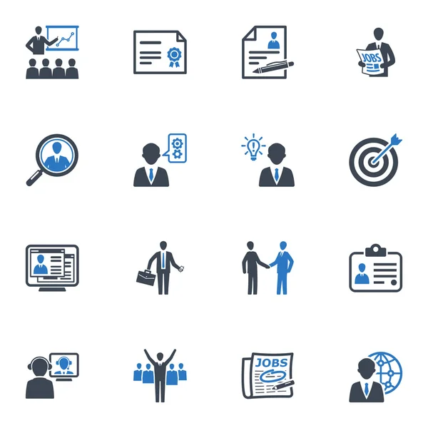 Зайнятості та бізнес ікони - синя серія Стокова Ілюстрація