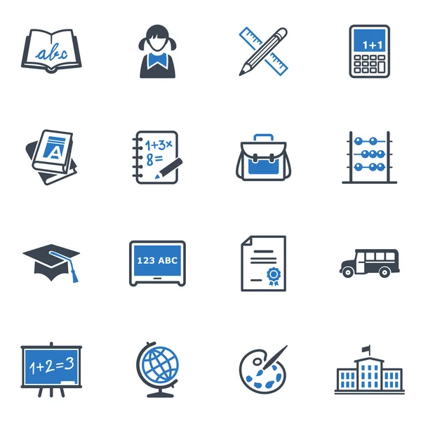 Okul ve eğitim Icons set 1 - blue serisi — Stok Vektör