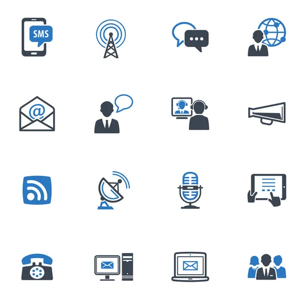 Conjunto de iconos de comunicación 1 - Serie Azul — Vector de stock