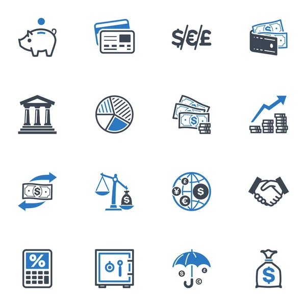 Finanzsymbole - blaue Serie Vektorgrafiken
