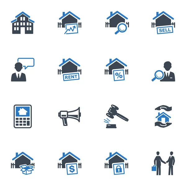 Iconos inmobiliarios - Serie Azul — Vector de stock