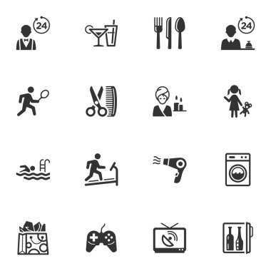 otel hizmetleri ve İmkanları Icons - set 2