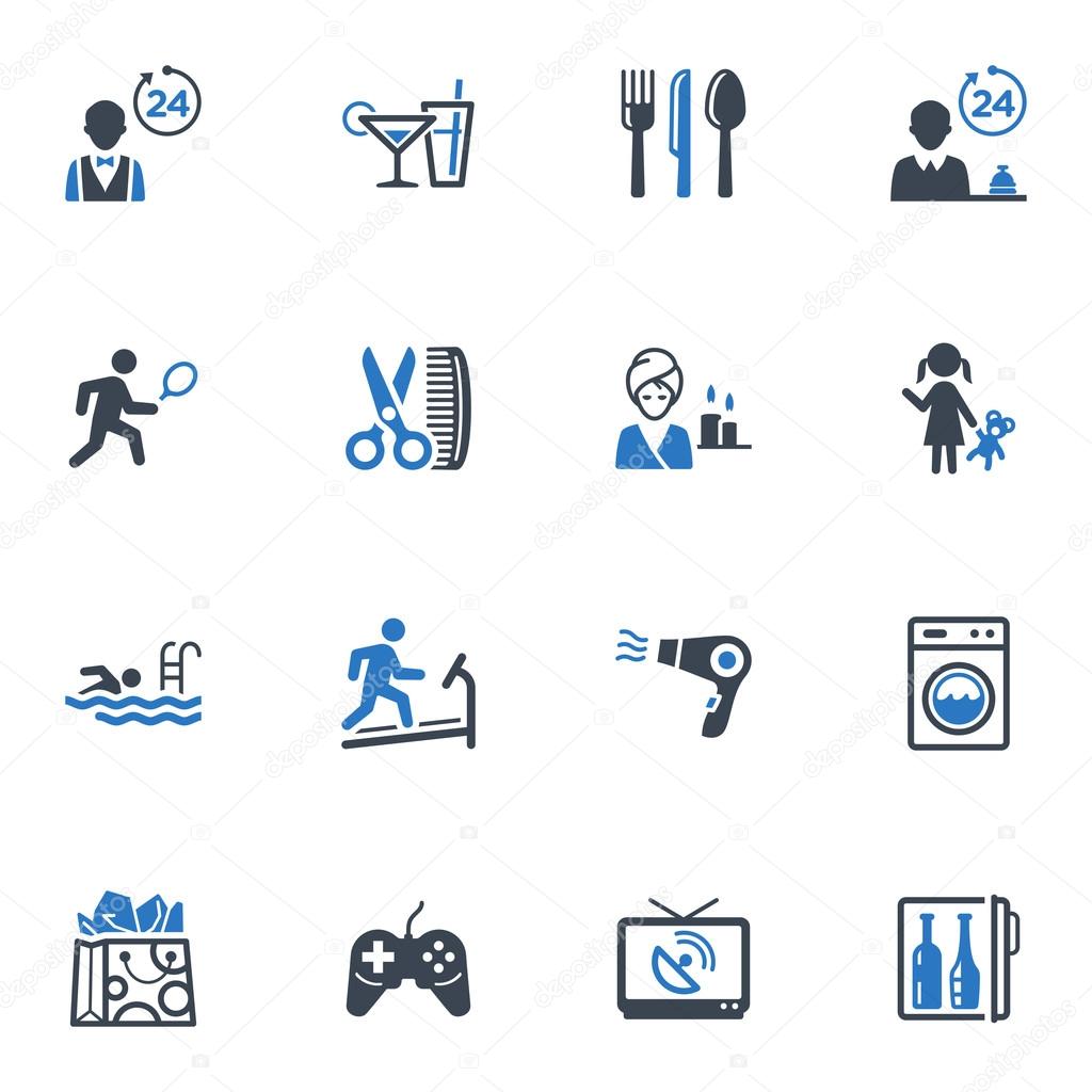 Hotel Services and Facilities Icons , Set 2 - Blue Series