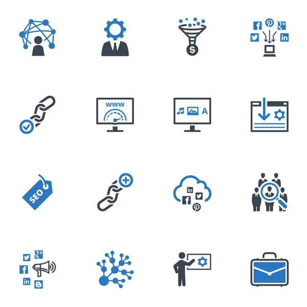 SEO & Internet Marketing Icons Set 2 - Serie Blu — Vettoriale Stock