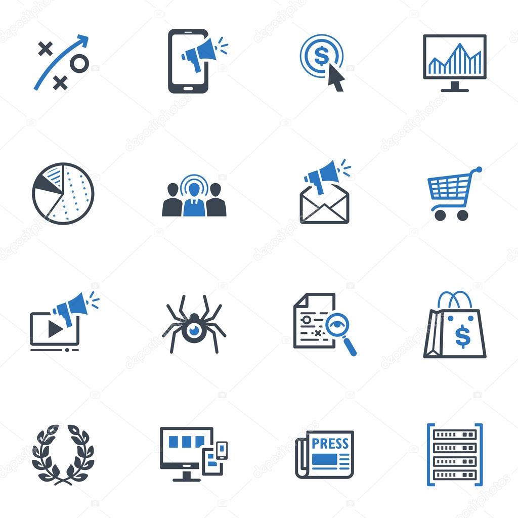 SEO & Internet Marketing Icons Set 3 - Blue Series