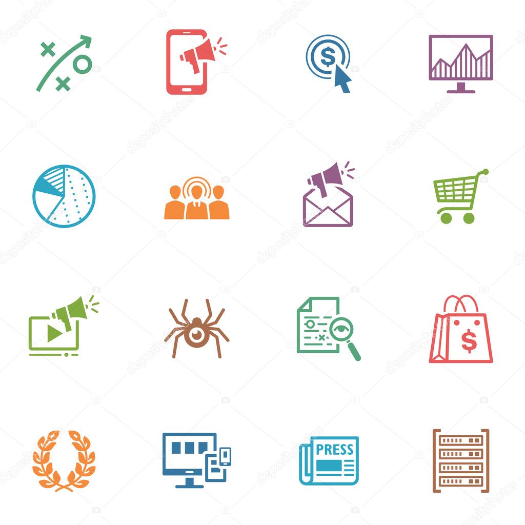 SEO & Internet Marketing Icons Set 3 - Colored Series